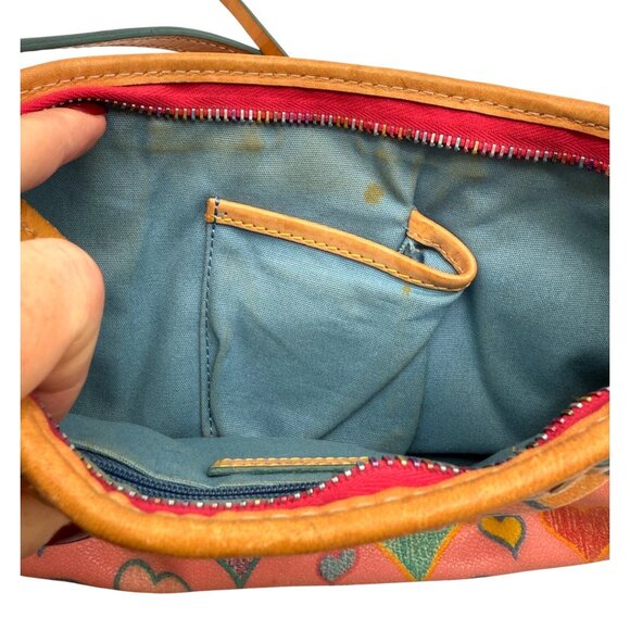 Dooney & Bourke Graffiti Heart Print Canvas Shoulder Bag – Pink Multicolor - Picture 9 of 9